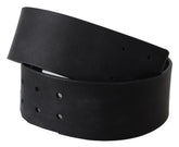 GF Ferre Black Genuine Leather Wide Logo Waist Belt